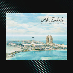 Cartes Pour Fêtes Annuelles Abu Dhabi Skyline Aquarelle Souvenir de Voyage