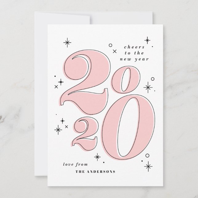 Cartes Pour Fêtes Annuelles Acclamations à la nouvelle année en typographie gr (Devant)