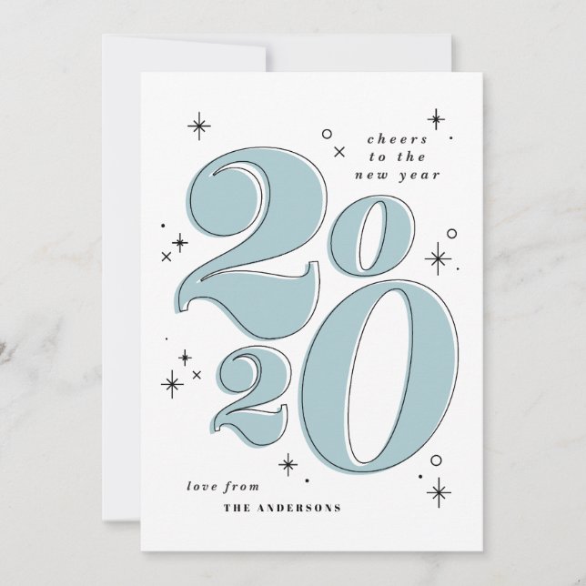Cartes Pour Fêtes Annuelles Acclamations à la nouvelle année en typographie gr (Devant)