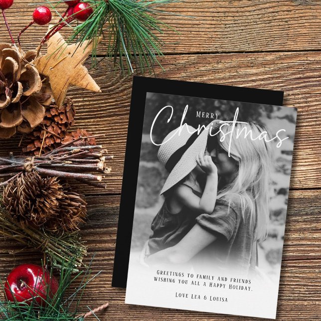 Cartes Pour Fêtes Annuelles Accueil de Noël moderne en noir et blanc (Créateur téléchargé)