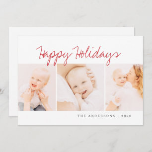Cartes Pour Fêtes Annuelles Accueil de Noël simple moderne Trois photos