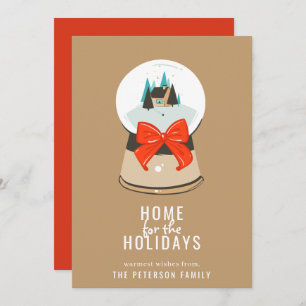Cartes Pour Fêtes Annuelles Accueil pour les vacances Illustrated Snow Globe