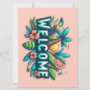Cartes Pour Fêtes Annuelles Accueil tropical/hawaïen coloré