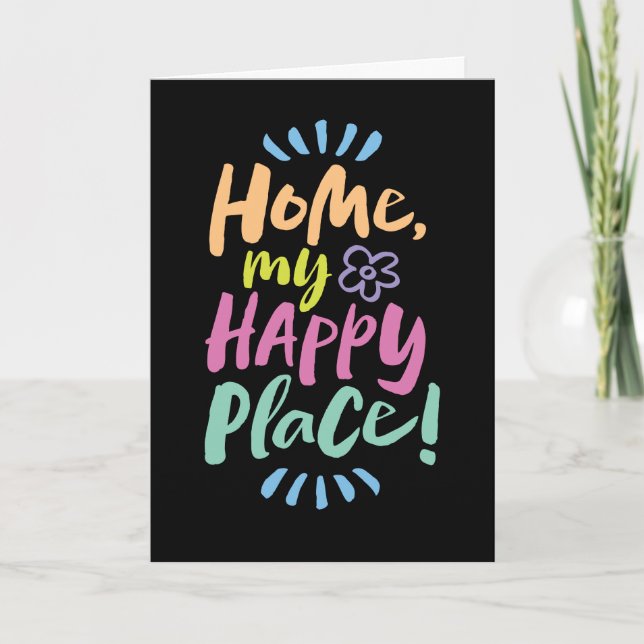 Cartes Pour Fêtes Annuelles ACCUEILLE mon Happy Place ! Joyful Neon Lettering (Devant)