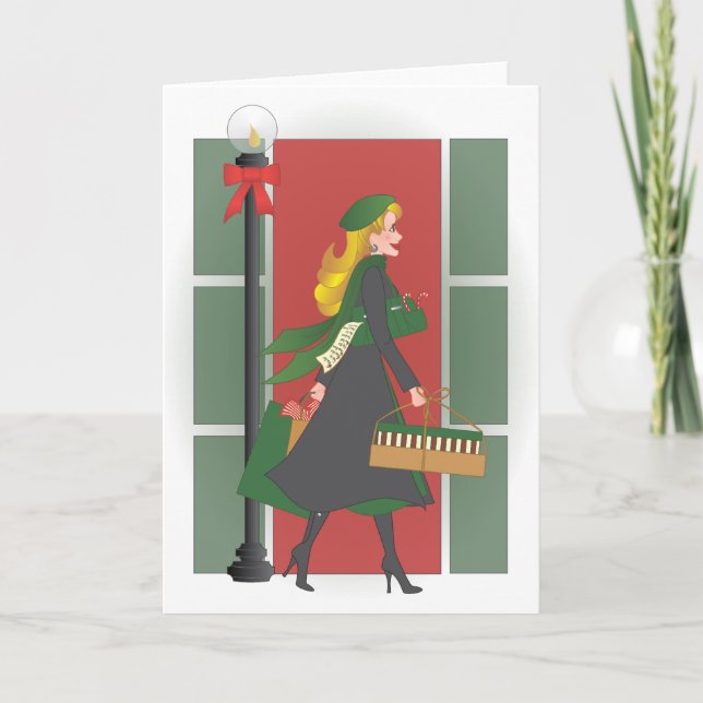 Cartes Pour Fêtes Annuelles Achats de Noël dans la ville (Devant)