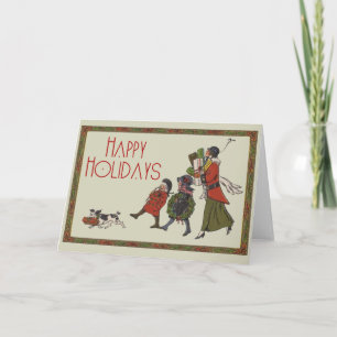 Cartes Pour Fêtes Annuelles Achats de Noël vintage en famille, plaisir garanti