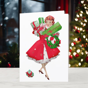 Cartes Pour Fêtes Annuelles Achats en talons hauts et gaine Noël vintage