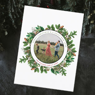 Cartes Pour Fêtes Annuelles Acorn Wreath Family Photo Noël et Nouvel An