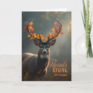 Cartes Pour Fêtes Annuelles Action de grâce de cousin Cerf aux feuilles de boi