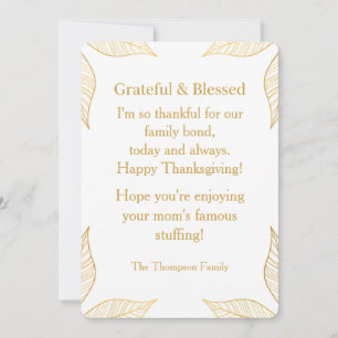 Cartes Pour Fêtes Annuelles Action de grâce minimaliste moderne personnalisée
