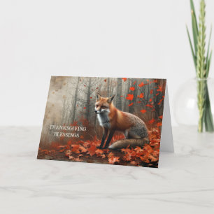 Cartes Pour Fêtes Annuelles Action de grâce Vintage Renard Rouge Automne