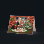 Cartes Pour Fêtes Annuelles Adair Scottie & Père Noël avec Crest Personnalisé<br><div class="desc">Envoyez à vos amis et à votre famille une carte de vacances colorée cette saison. Scottie dog, avec l'arc tartan d'Adair, regardant par la fenêtre à Père Noël en espérant quelques cadeaux de Noël ! Regardez à l'intérieur et il trouve que Père Noël ne l'a pas oublié après tout. Vous...</div>