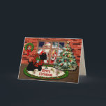 Cartes Pour Fêtes Annuelles Adair Scottie & Père Noël avec Crest Personnalisé<br><div class="desc">Envoyez à vos amis et à votre famille une carte de vacances colorée cette saison. Scottie dog, avec l'arc tartan d'Adair, regardant par la fenêtre à Père Noël en espérant quelques cadeaux de Noël ! Regardez à l'intérieur et il trouve que Père Noël ne l'a pas oublié après tout. Vous...</div>