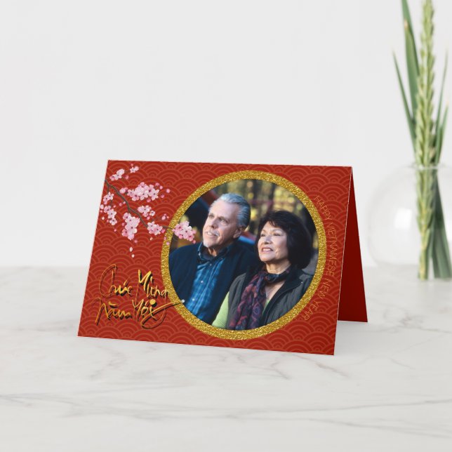 Cartes Pour Fêtes Annuelles Add photo Tet Hoa Anh Dao Vietnamese New Year GC (Devant)