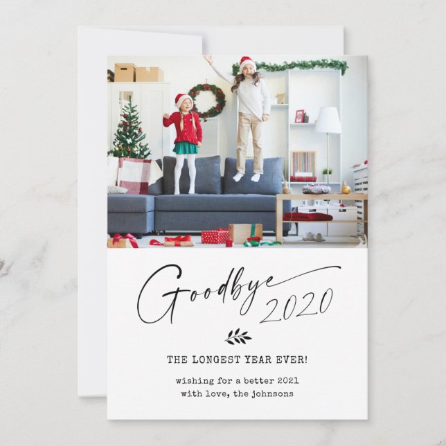 Cartes Pour Fêtes Annuelles Adieu 2020 la plus longue année jamais (Devant)