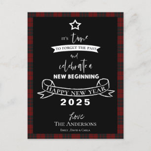 Cartes Pour Fêtes Annuelles Adieu 2021 Typographie Rouge Plaid Blanc Nouvel An