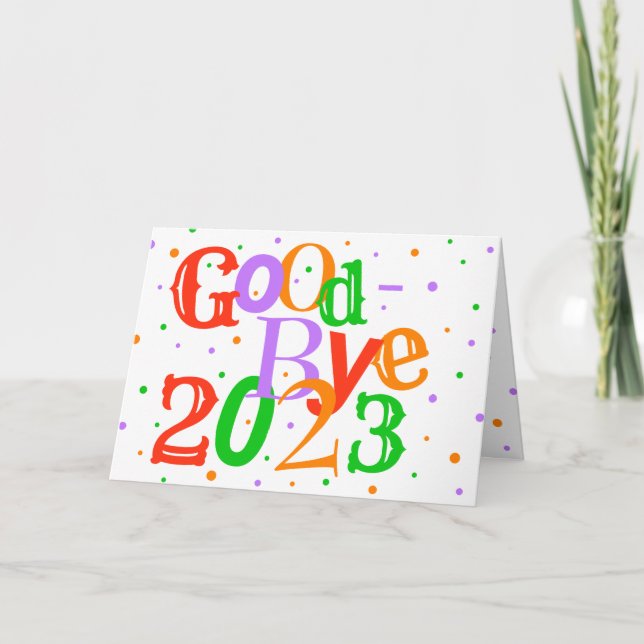 Cartes Pour Fêtes Annuelles Adieu drôle 2023 Typographie Bonne année (Devant)