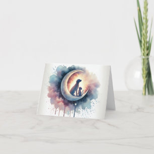 Cartes Pour Fêtes Annuelles Adieu Lune - Pet Loss Sympathy Card with Wate