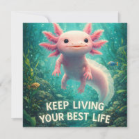 Adorable Axolotl Rose avec "Meilleure Vie" Motivat