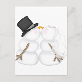 Cartes Pour Fêtes Annuelles Adorable Baiser Snowman Couple