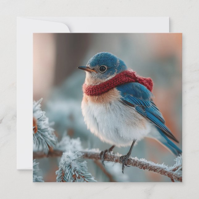 Cartes Pour Fêtes Annuelles Adorable Bluebird in a Scarf  (Devant)