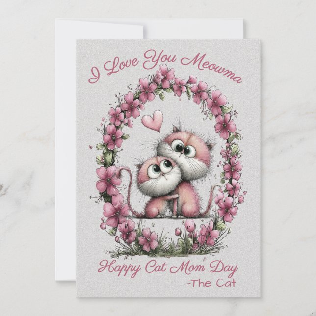 Cartes Pour Fêtes Annuelles Adorable Cats Cat Mom Greeting Card (Devant)