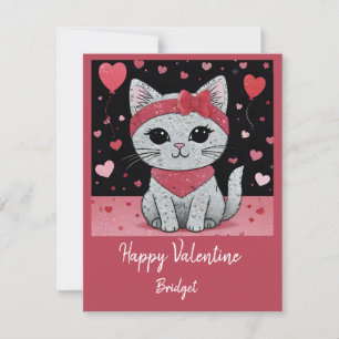 Cartes Pour Fêtes Annuelles Adorable Chat en déguisement - Purrffect Valentine