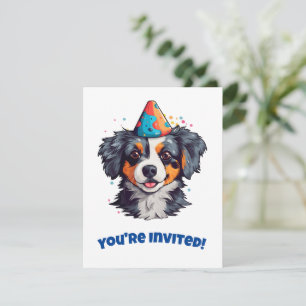 Cartes Pour Fêtes Annuelles Adorable chien imprimable dans un Casquette d'anni