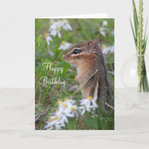Cartes Pour Fêtes Annuelles Adorable Chipmunk en fleurs Anniversaire