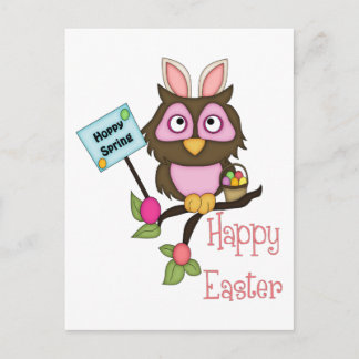 Cartes Pour Fêtes Annuelles Adorable Chouette de Pâques avec Oreilles de Lapin