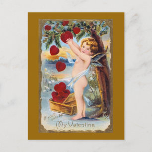 Cartes Pour Fêtes Annuelles Adorable Cupidon Valentine - Vintage!