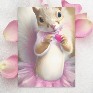 Cartes Pour Fêtes Annuelles Adorable écureuil Valentine rose Ballet Tutu Coeur