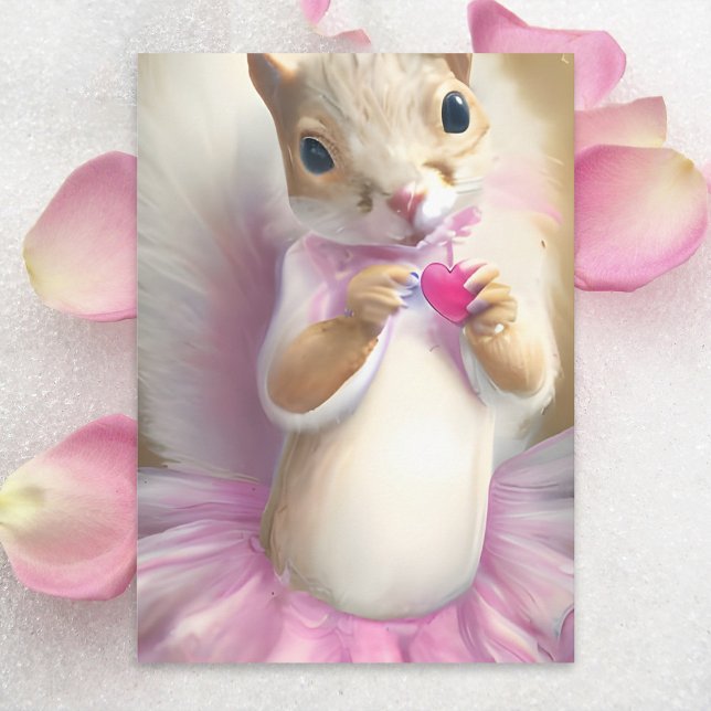 Cartes Pour Fêtes Annuelles Adorable écureuil Valentine rose Ballet Tutu Coeur (Créateur téléchargé)