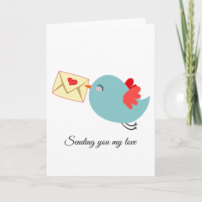 Cartes Pour Fêtes Annuelles Adorable Flying Blue Bird w Letter Personnalisable (Devant)