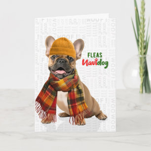 Cartes Pour Fêtes Annuelles Adorable French Bulldog Puces Navidog Noël