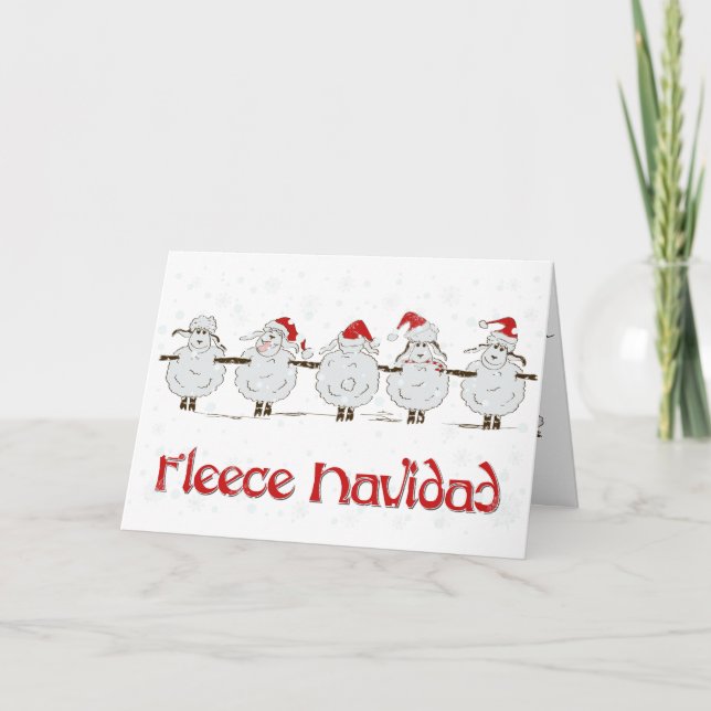 Cartes Pour Fêtes Annuelles adorable FUNNY Fleece Navidad Christmas Sheep (Devant)
