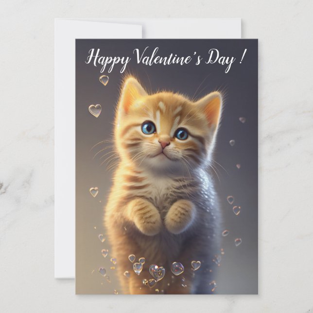 Cartes Pour Fêtes Annuelles Adorable Ginger Tabby Saint Valentin Kitten (Devant)
