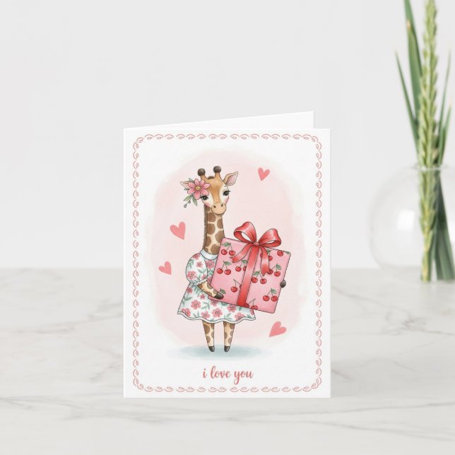 Cartes Pour Fêtes Annuelles Adorable Giraffe Girl  (Devant)
