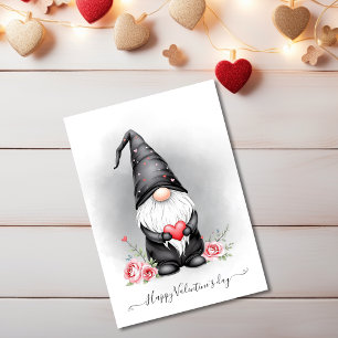 Cartes Pour Fêtes Annuelles Adorable Gnome Noir Avec Valentines Coeur Rose
