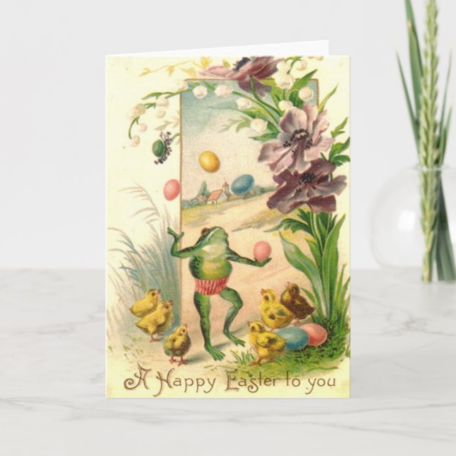 Cartes Pour Fêtes Annuelles Adorable Grenouille de Pâques (Devant)