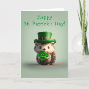 Cartes Pour Fêtes Annuelles Adorable Hedgehog St. Patrick's Day Holiday Card