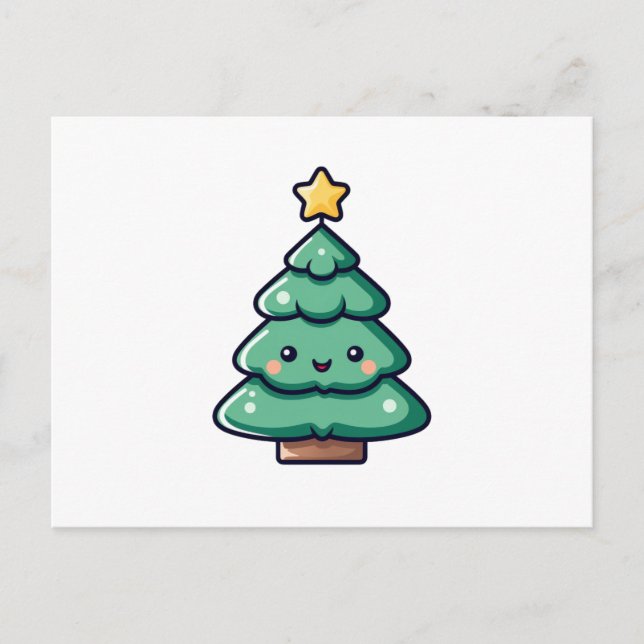 Cartes Pour Fêtes Annuelles adorable joli caractère d'arbre de Noël (Devant)