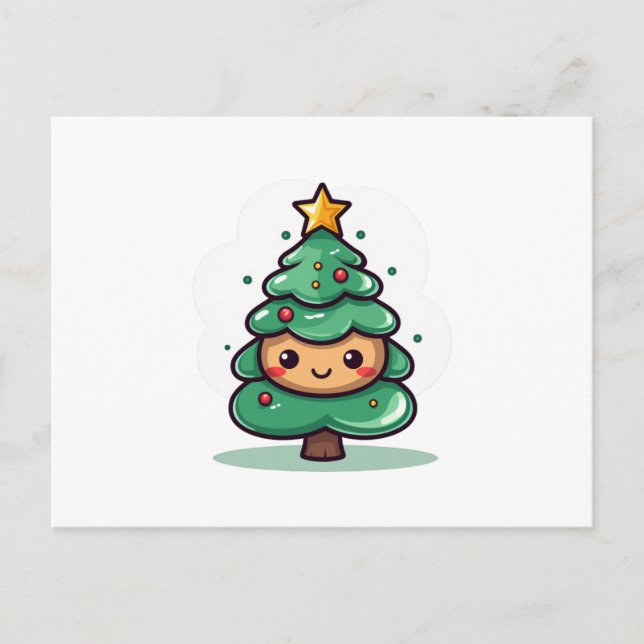 Cartes Pour Fêtes Annuelles adorable joli caractère d'arbre de Noël (Devant)