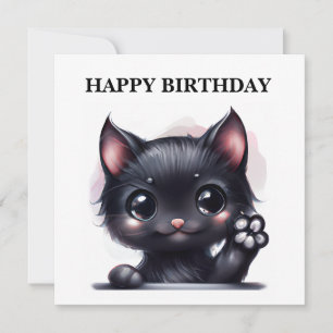 Cartes Pour Fêtes Annuelles Adorable Kawaii Chat noir