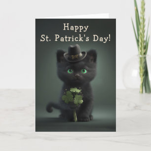 Cartes Pour Fêtes Annuelles Adorable Kitten noir le jour de la Saint-Patrick