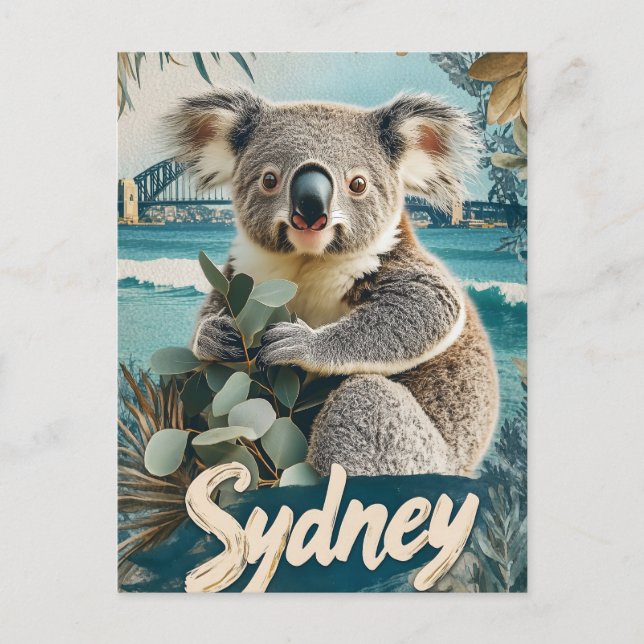 Cartes Pour Fêtes Annuelles Adorable Koala avec Sydney Harbour Bridge (Devant)