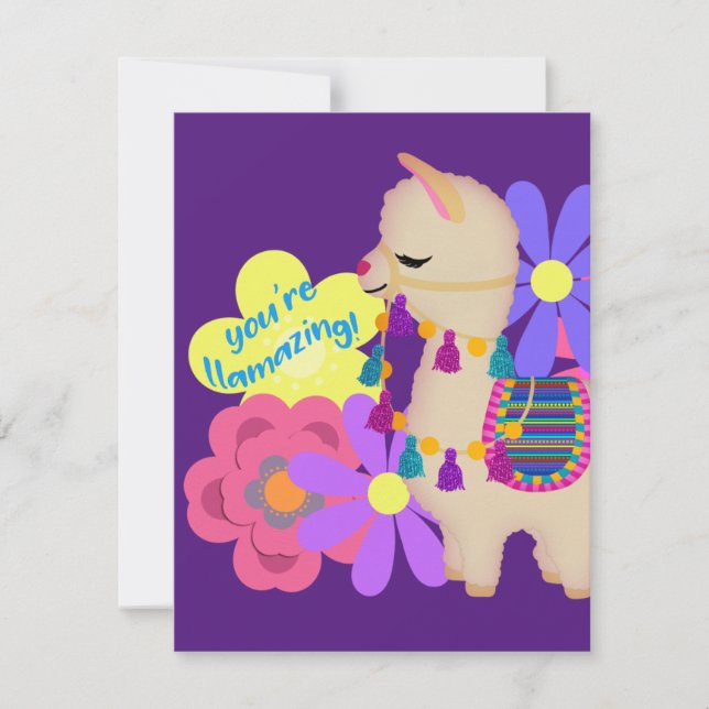 Cartes Pour Fêtes Annuelles Adorable Llama | Vous êtes en train de clamazing ! (Devant)