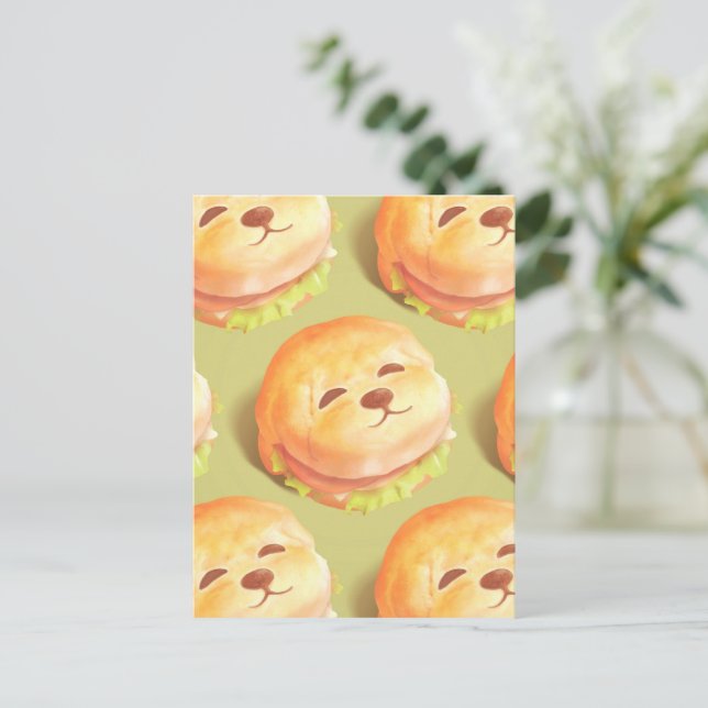 Cartes Pour Fêtes Annuelles Adorable Motif de hamburger visage chien (Debout devant)