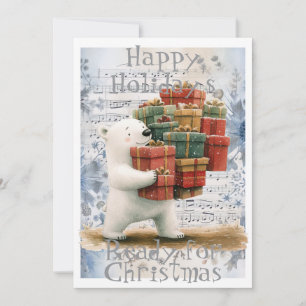 Cartes Pour Fêtes Annuelles Adorable Ours de Noël Prêt pour Noël