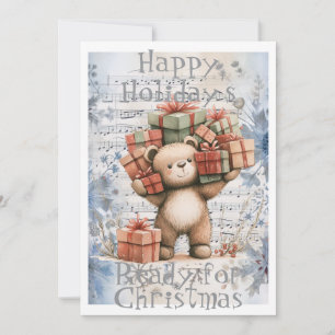 Cartes Pour Fêtes Annuelles Adorable Ours de Noël Prêt pour Noël